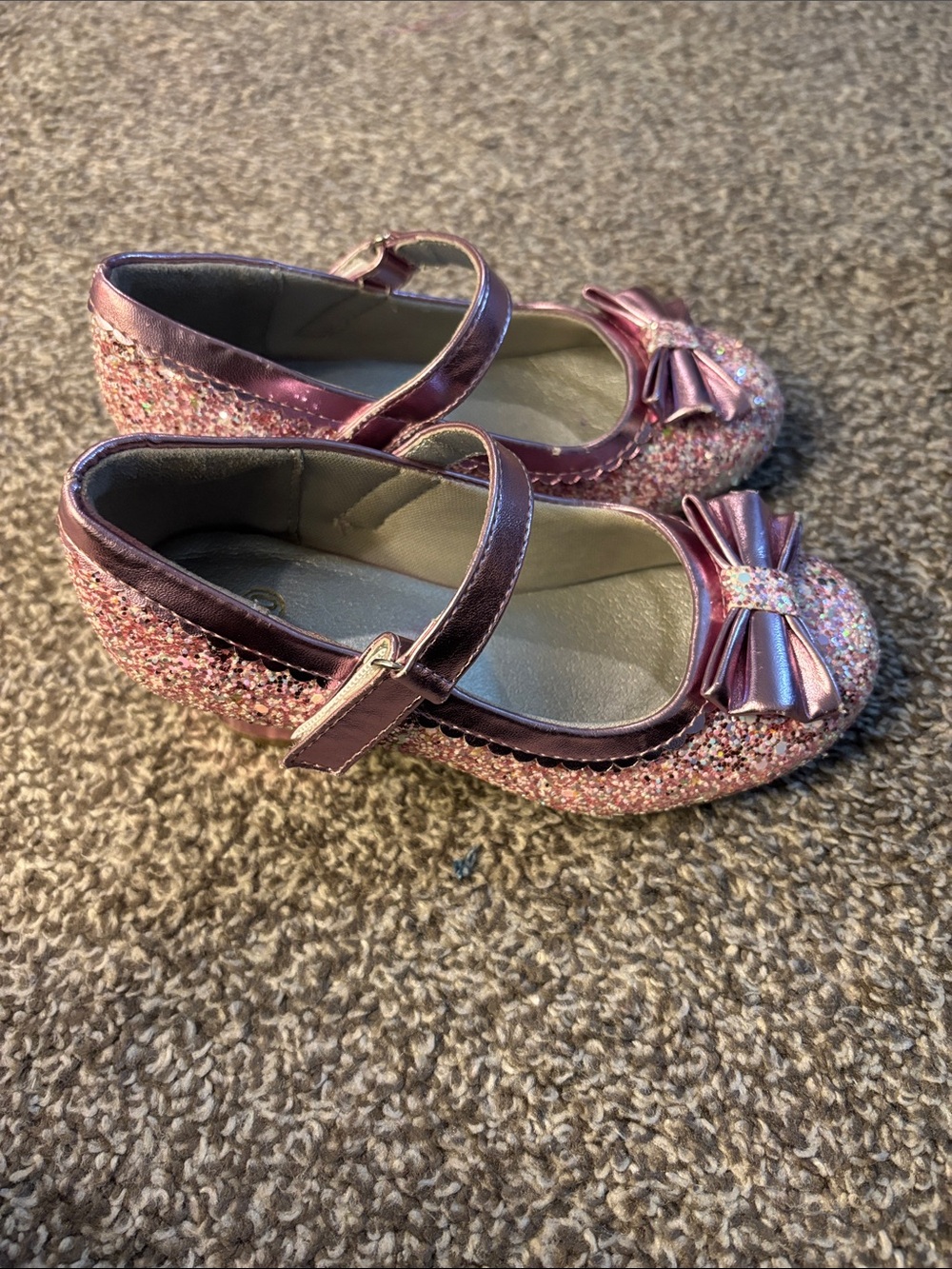 Girls Glitter Bow Mary Jane Shoes - Pink - Picture 2 of 5